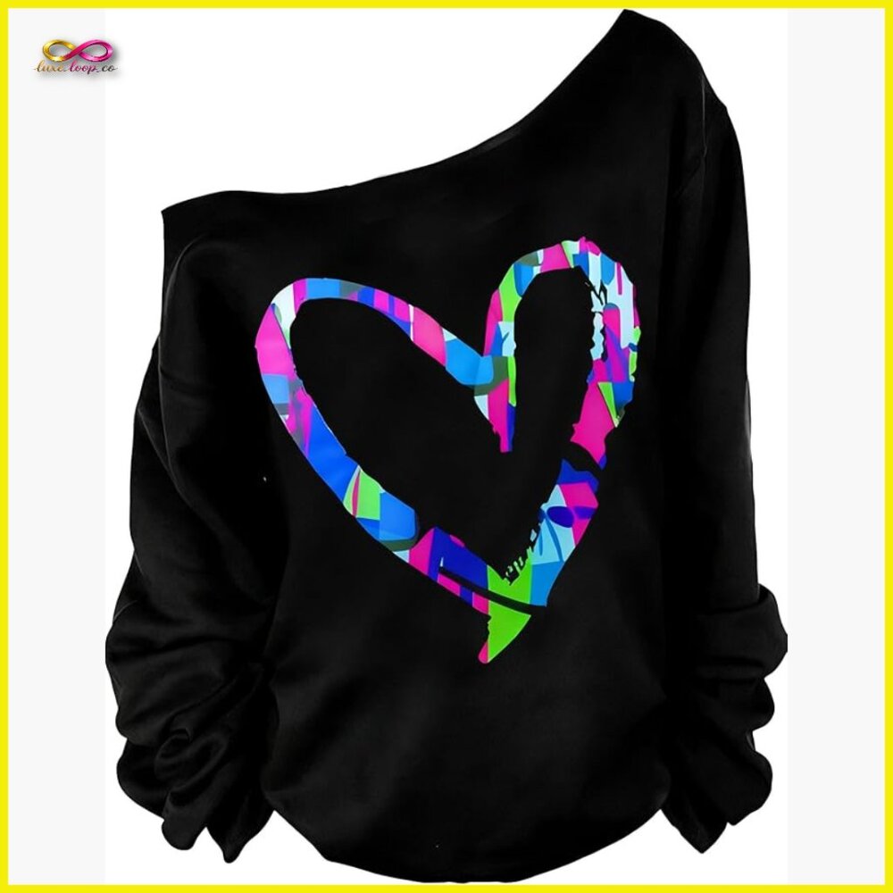 Off Shoulder Pullover Sweatshirt Oversized Slouch… - image 1